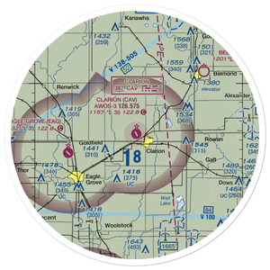 Clarion Municipal Airport (CAV) VFR Sectional Sticker (30 mile)