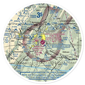 Greater Cumberland Regional Airport (CBE) VFR Sectional Sticker (30 mile)