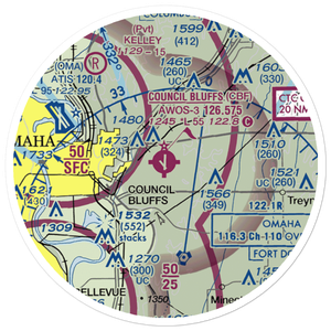 Council Bluffs Municipal Airport (CBF) VFR Sectional Sticker (20 mile)