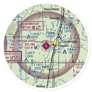 Cambridge Municipal Airport (CBG) VFR Sectional Sticker (20 mile)