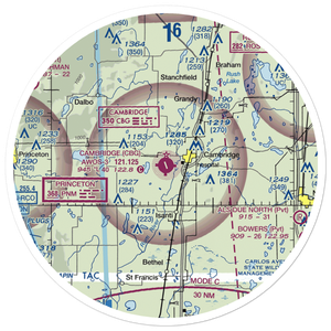 Cambridge Municipal Airport (CBG) VFR Sectional Sticker (30 mile)