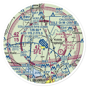 Columbus Air Force Base (CBM) VFR Sectional Sticker (20 mile)