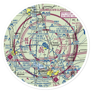 Columbus Air Force Base (CBM) VFR Sectional Sticker (30 mile)