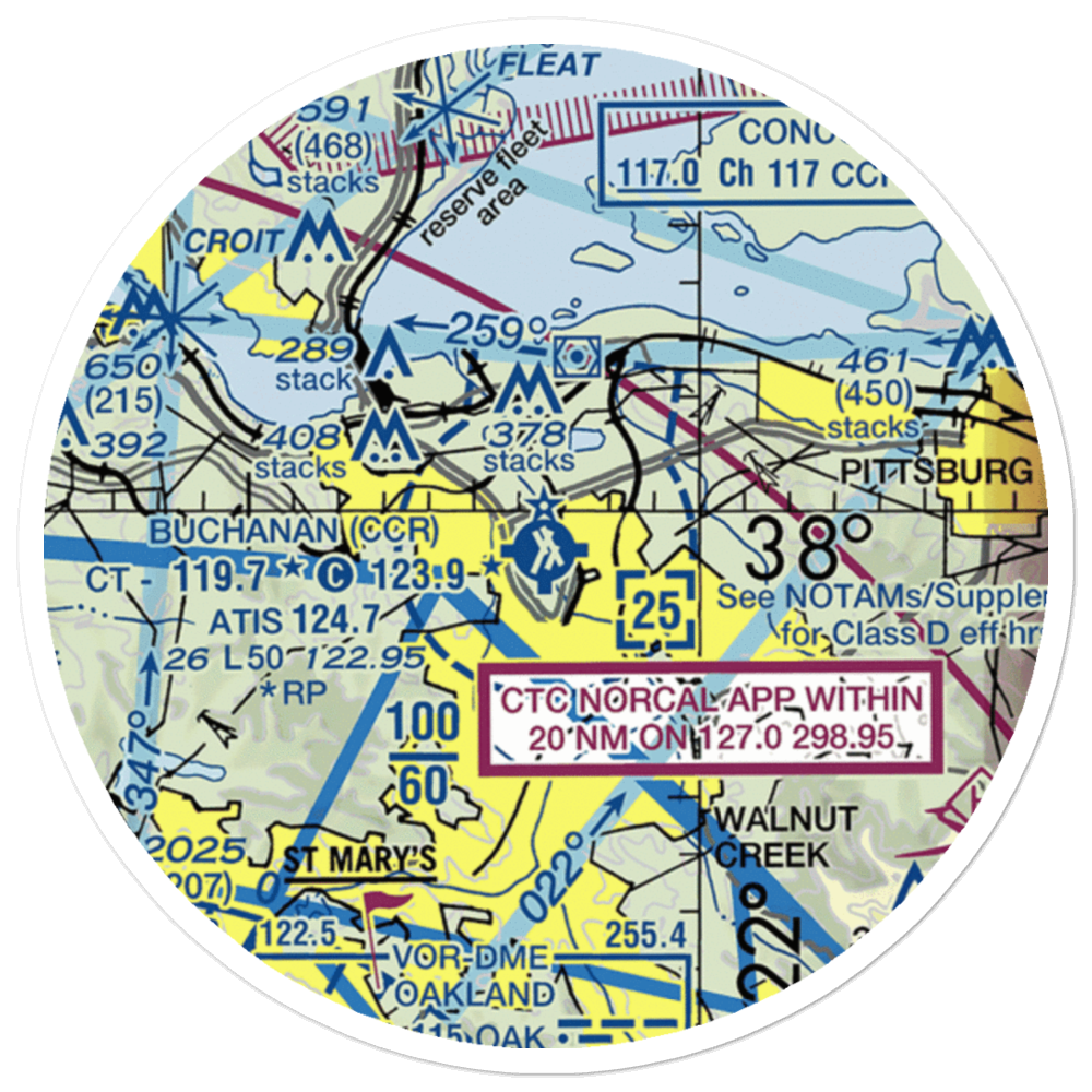 Buchanan Field (CCR) VFR Sectional Sticker (20 mile) 