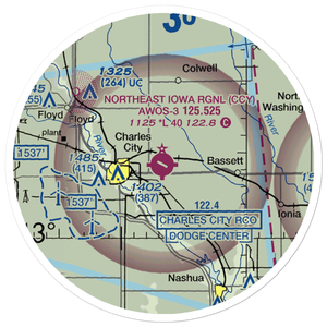 Northeast Iowa Regional Airport (CCY) VFR Sectional Sticker (20 mile)