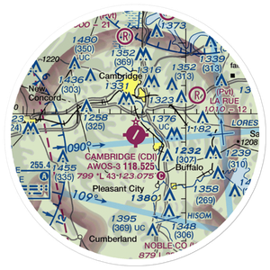 Cambridge Municipal Airport (CDI) VFR Sectional Sticker (20 mile)