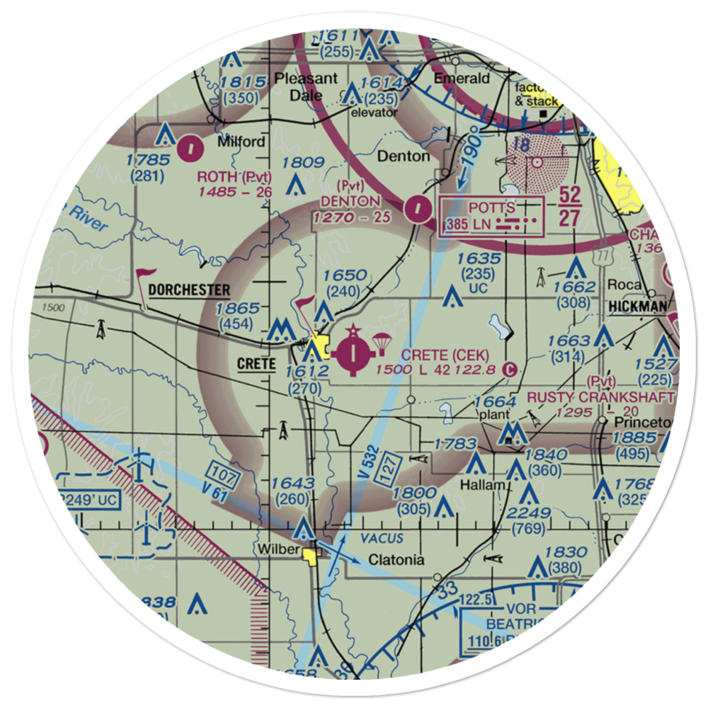 Crete Municipal Airport (CEK) VFR Sectional Sticker (30 mile) 