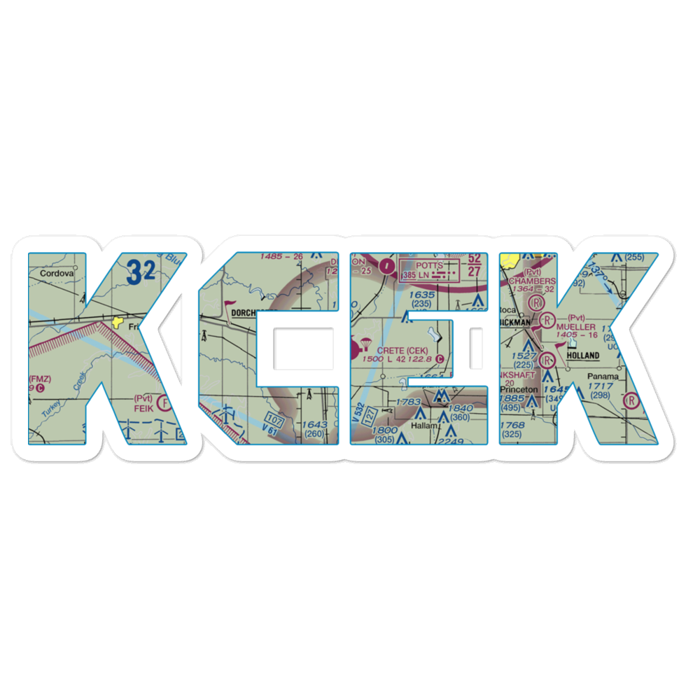 Crete Municipal Airport (CEK) VFR Sectional Sticker 