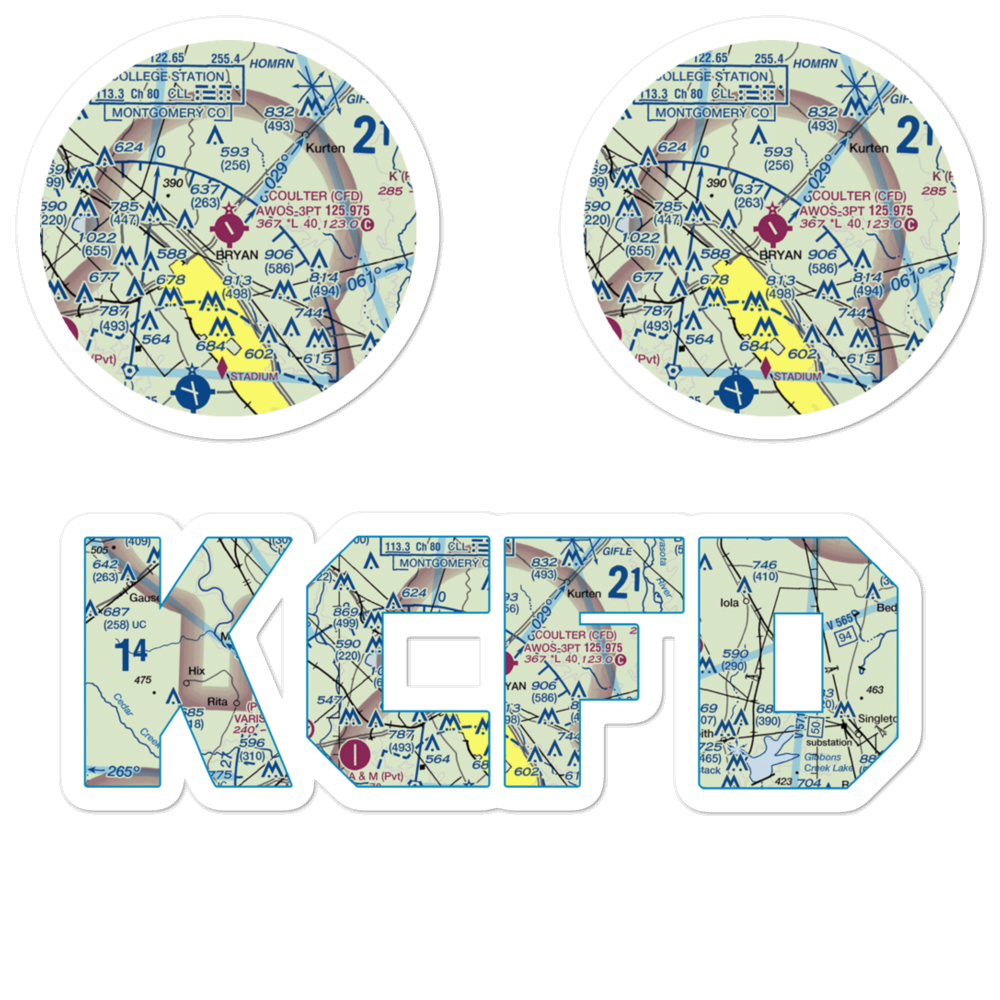 Coulter Field (CFD) VFR Sectional Sticker Pack 