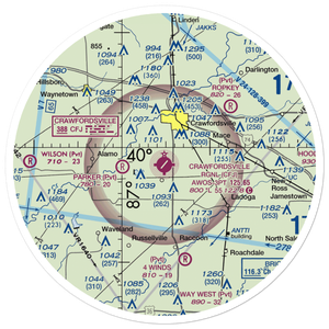 Crawfordsville Regional Airport (CFJ) VFR Sectional Sticker (30 mile)