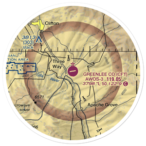 Greenlee County Airport (CFT) VFR Sectional Sticker (20 mile)