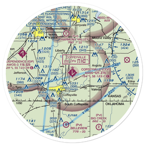 Coffeyville Municipal Airport (CFV) VFR Sectional Sticker (30 mile)