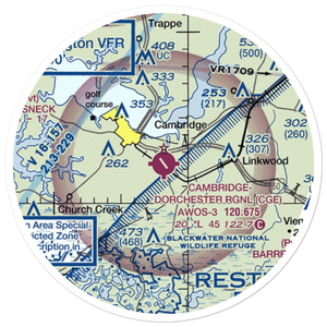 Cambridge Dorchester Airport (CGE) VFR Sectional Sticker (20 mile)