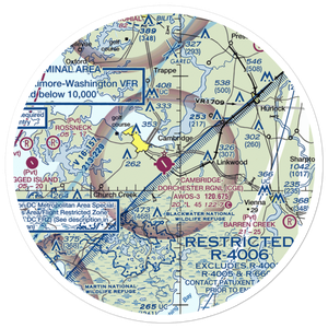 Cambridge Dorchester Airport (CGE) VFR Sectional Sticker (30 mile)