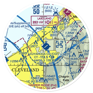 Cuyahoga County Airport (CGF) VFR Sectional Sticker (20 mile)
