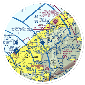 Cuyahoga County Airport (CGF) VFR Sectional Sticker (30 mile)