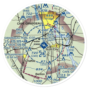 Cape Girardeau Regional Airport (CGI) VFR Sectional Sticker (20 mile)