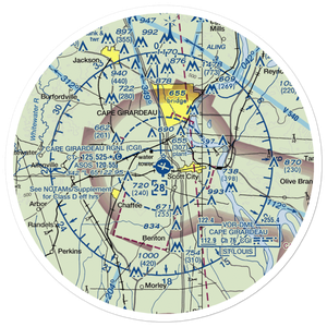 Cape Girardeau Regional Airport (CGI) VFR Sectional Sticker (30 mile)