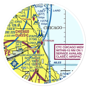Chicago Meigs Airport (CGX) VFR Sectional Sticker (20 mile)
