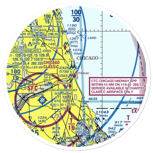 Chicago Meigs Airport (CGX) VFR Sectional Sticker (30 mile)
