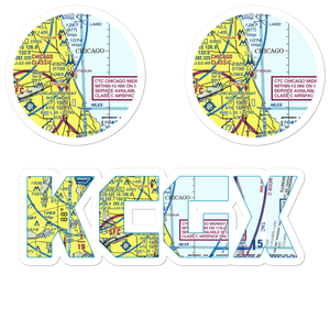 Chicago Meigs Airport (CGX) VFR Sectional Sticker Pack