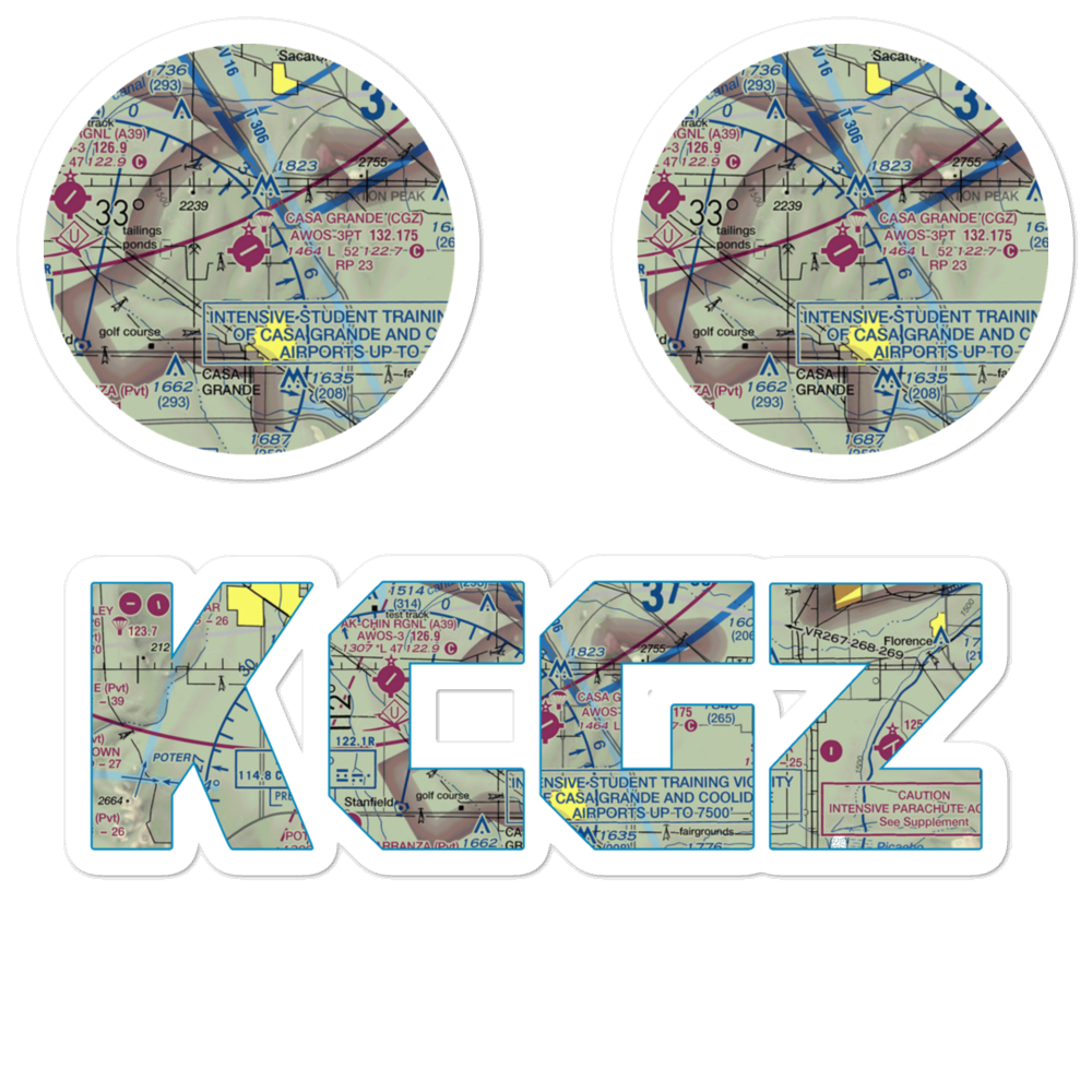 Casa Grande Municipal Airport (CGZ) VFR Sectional Sticker Pack 