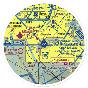 Chandler Municipal Airport (CHD) VFR Sectional Sticker (20 mile)