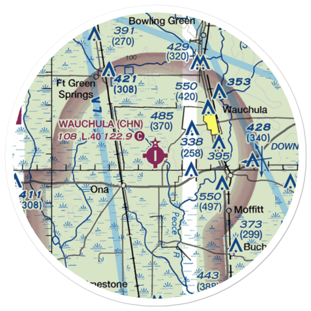 Wauchula Municipal Airport (CHN) VFR Sectional Sticker (20 mile) 