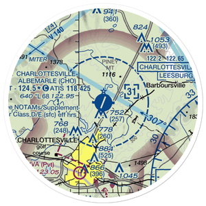 Charlottesville Albemarle Airport (CHO) VFR Sectional Sticker (20 mile)