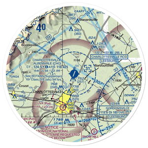Charlottesville Albemarle Airport (CHO) VFR Sectional Sticker (30 mile)