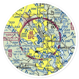 Charleston Air Force Base-International Airport (CHS) VFR Sectional Sticker (20 mile)