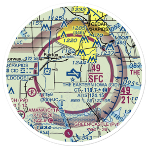 The Eastern Iowa Airport (CID) VFR Sectional Sticker (20 mile)