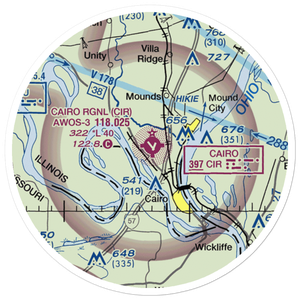 Cairo Regional Airport (CIR) VFR Sectional Sticker (20 mile)