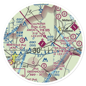 Culpeper Regional Airport (CJR) VFR Sectional Sticker (20 mile)