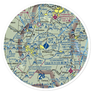 North Central West Virginia Airport (CKB) VFR Sectional Sticker (30 mile)