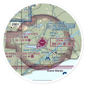Grand Marais Cook County Airport (CKC) VFR Sectional Sticker (20 mile)