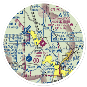 Clarksville–Montgomery County Regional Airport (CKV) VFR Sectional Sticker (20 mile)