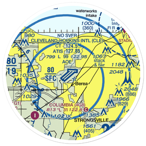 Cleveland Hopkins International Airport (CLE) VFR Sectional Sticker (20 mile)