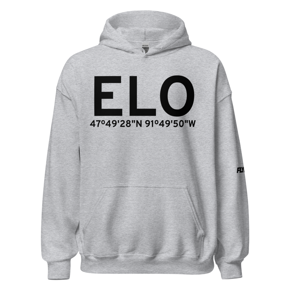 Ely (KELO) Airport Hoodie Sweatshirt 