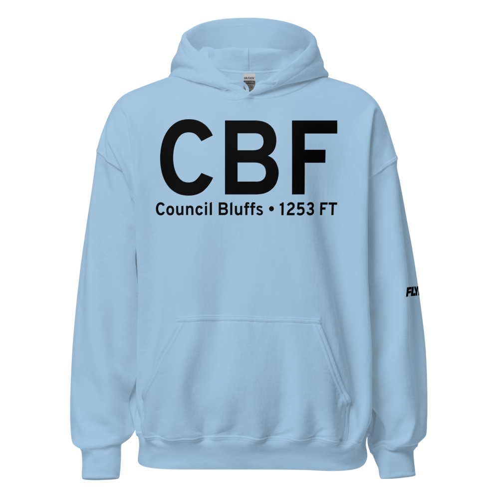 Council Bluffs (KCBF) Airport Hoodie Sweatshirt 