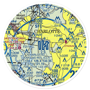 Charlotte Douglas International Airport (CLT) VFR Sectional Sticker (20 mile)