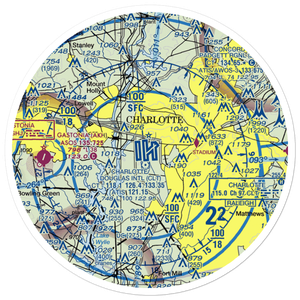 Charlotte Douglas International Airport (CLT) VFR Sectional Sticker (30 mile)