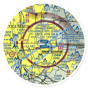 John Glenn Columbus International Airport (CMH) VFR Sectional Sticker (20 mile)