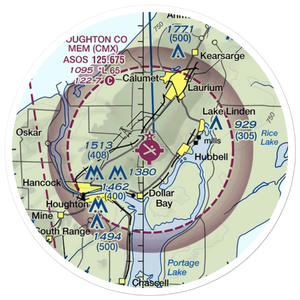 Houghton County Memorial Airport (CMX) VFR Sectional Sticker (20 mile)