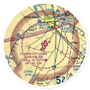 Cavern City Air Terminal (CNM) VFR Sectional Sticker (20 mile)