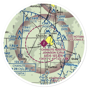 Chanute Martin Johnson Airport (CNU) VFR Sectional Sticker (20 mile)