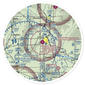 Chanute Martin Johnson Airport (CNU) VFR Sectional Sticker (30 mile)