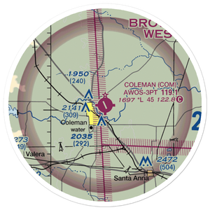 Coleman Municipal Airport (COM) VFR Sectional Sticker (20 mile)