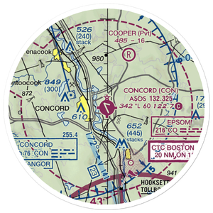 Concord Municipal Airport (CON) VFR Sectional Sticker (20 mile)