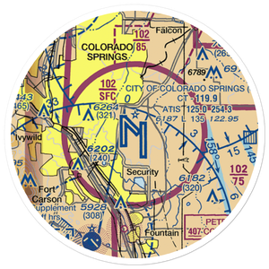 City of Colorado Springs Municipal Airport (COS) VFR Sectional Sticker (20 mile)